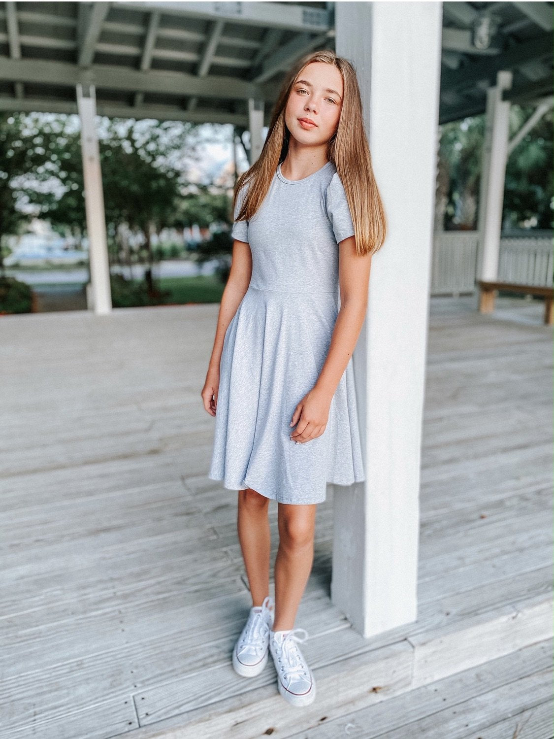 Alexis Short Sleeve T-Shirt Dress in Grey