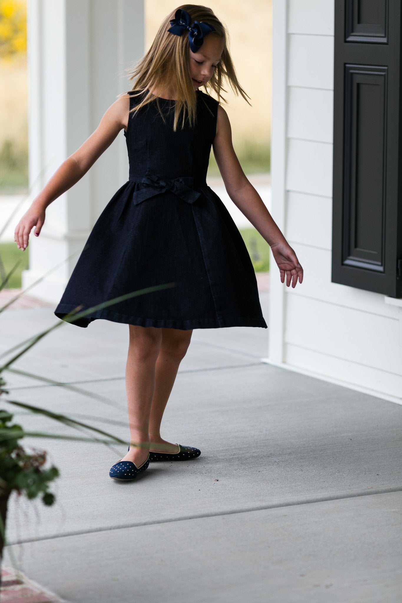Walk in the Park, Navy Blue Denim Dress Classic Girl Walk in the Park, Navy Blue Denim Dress Classic Girl