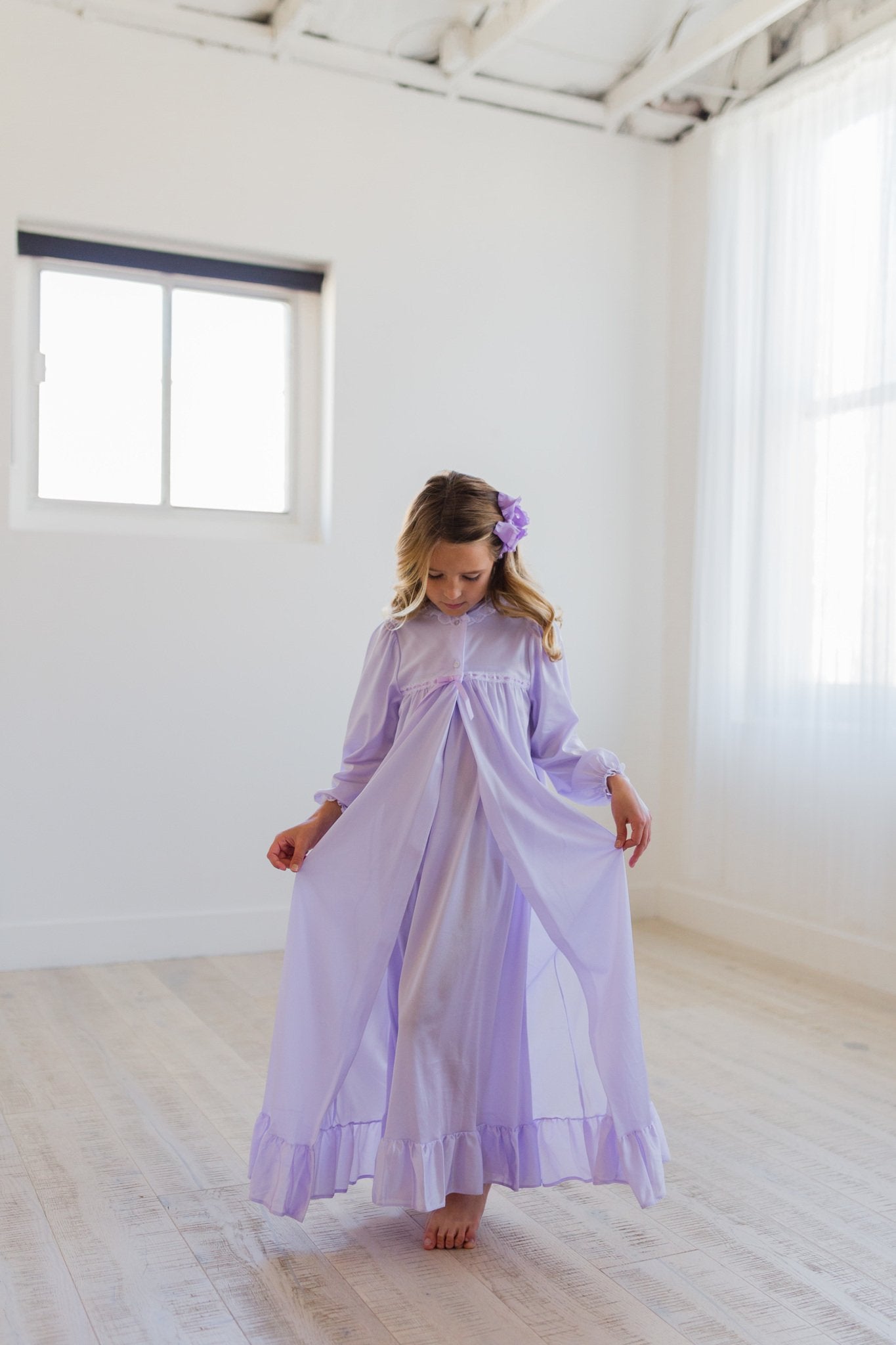 Clara Nightgown Peignoir Set in Lavender
