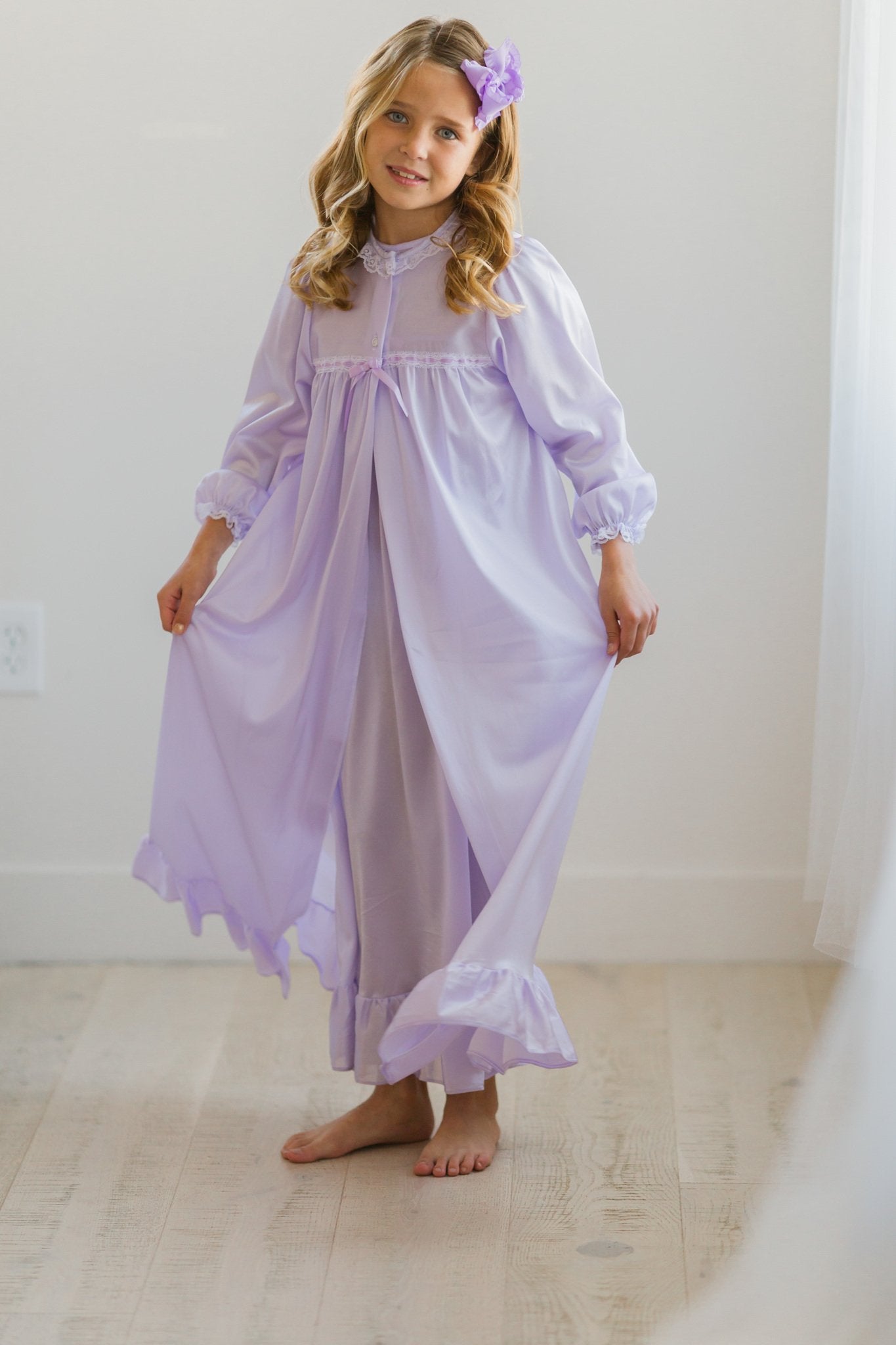 Clara Nightgown Peignoir Set in Lavender