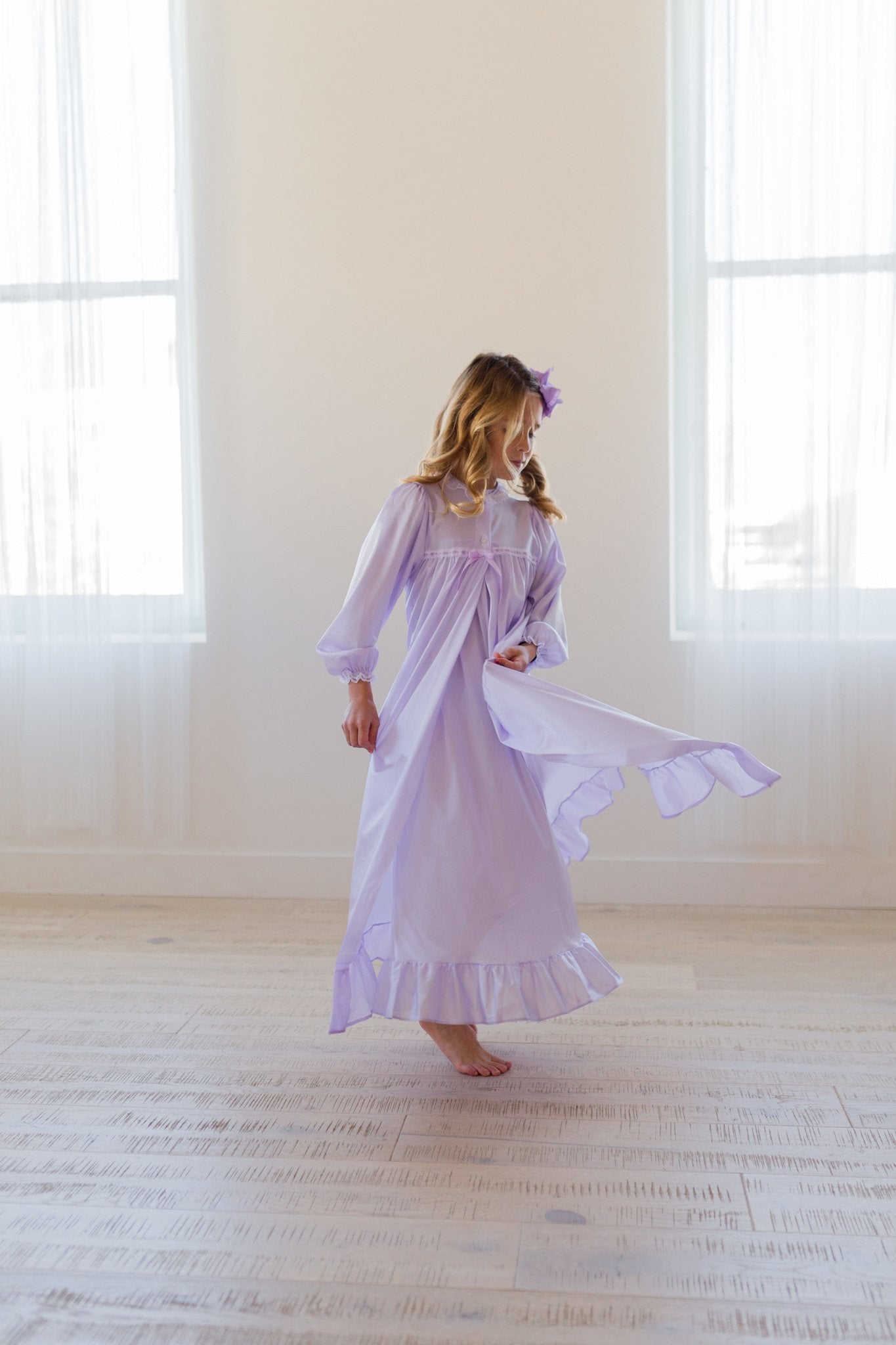 Clara Nightgown Peignoir Set in Lavender