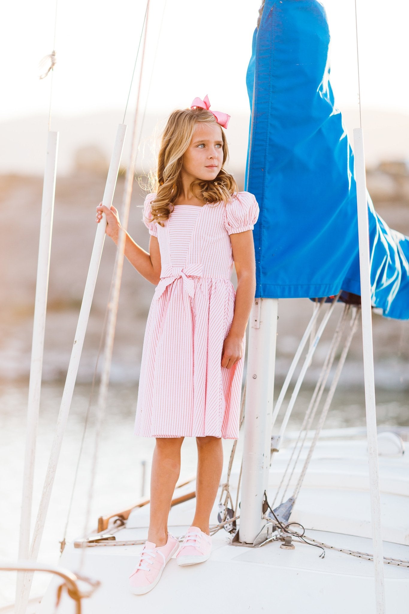 Picnic Dress in Pink Seersucker