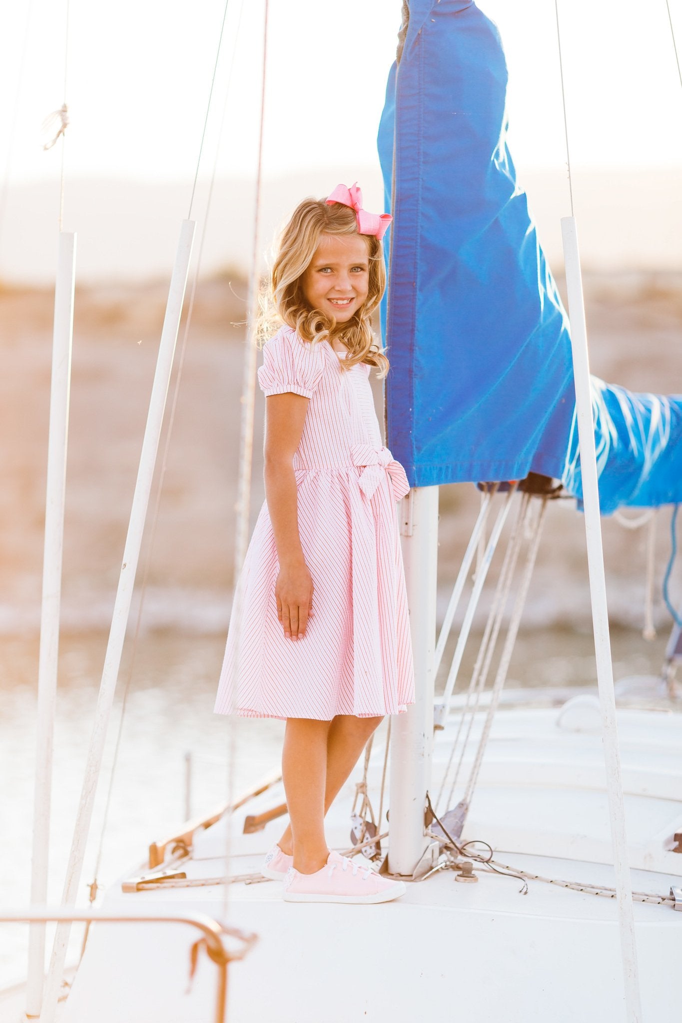 Picnic Dress in Pink Seersucker