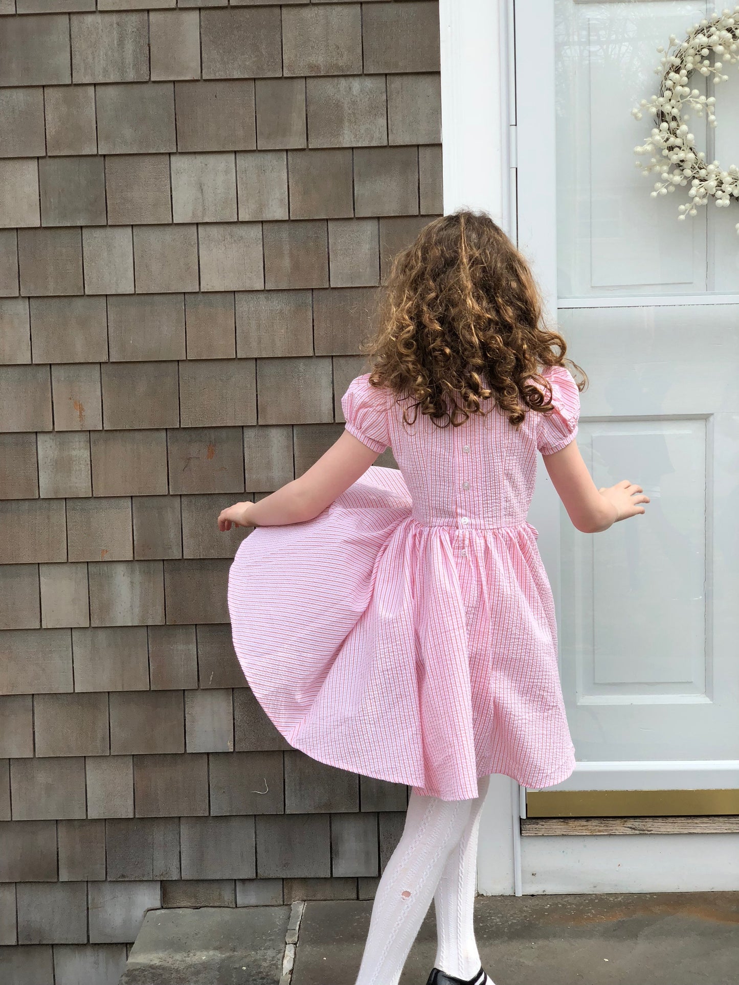 Picnic Dress in Pink Seersucker