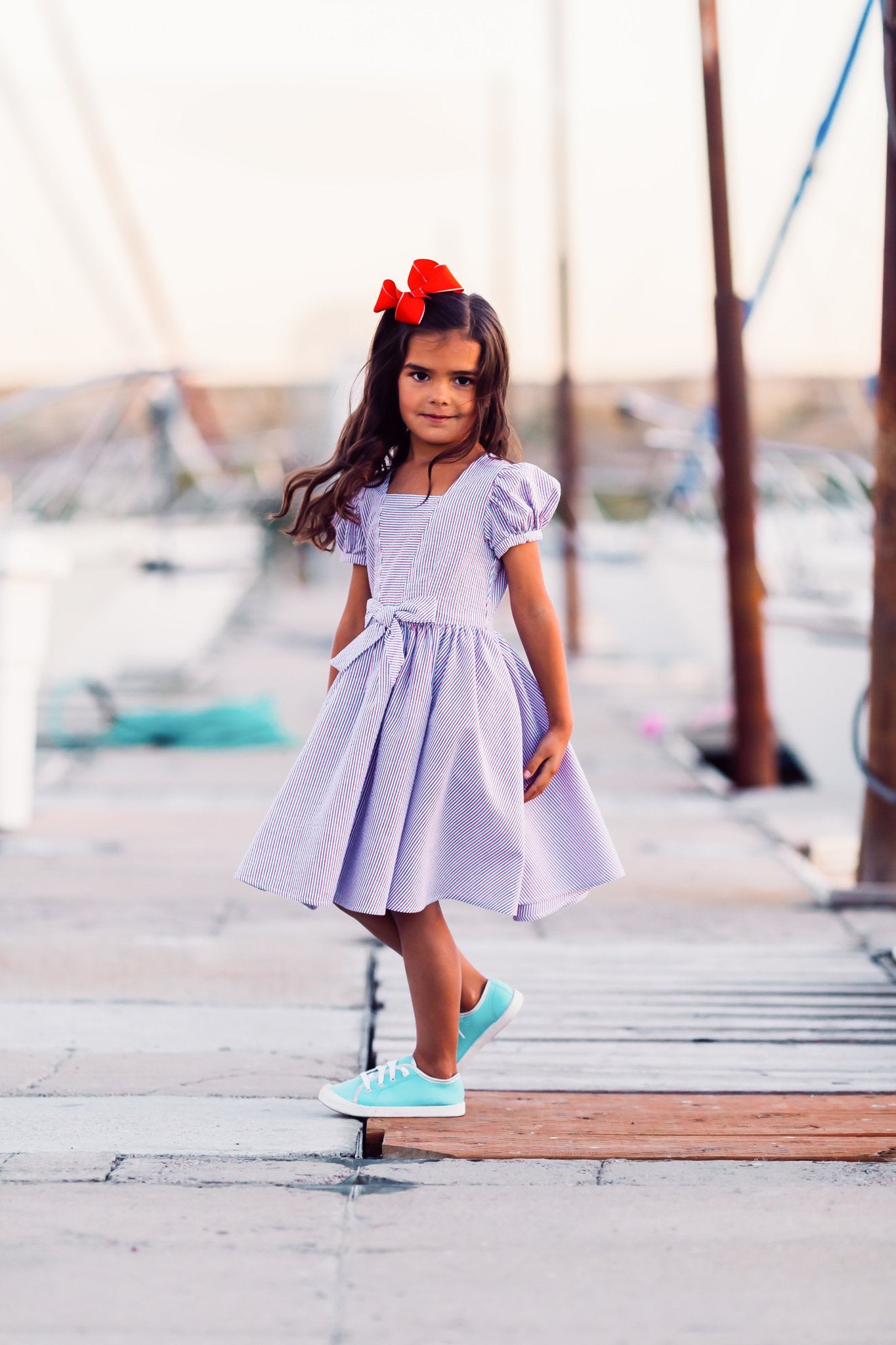 Picnic Dress in Red, White & Blue Seersucker | Classic Girl Picnic Dress in Red, White & Blue Seersucker | Classic Girl