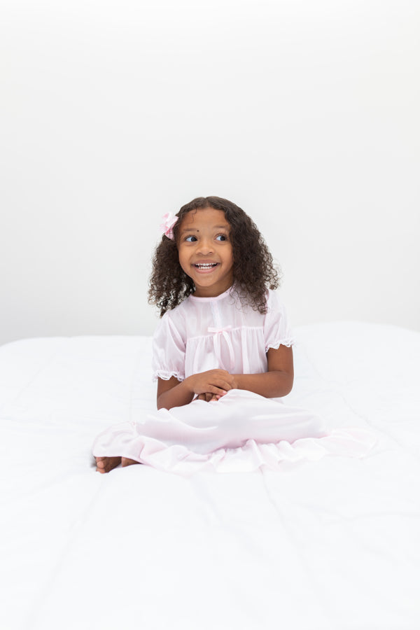 Clarisse Short Sleeve Nightgown Peignoir Set in Pink