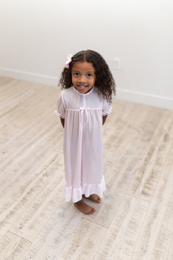 Clarisse Short Sleeve Nightgown Peignoir Set in Pink