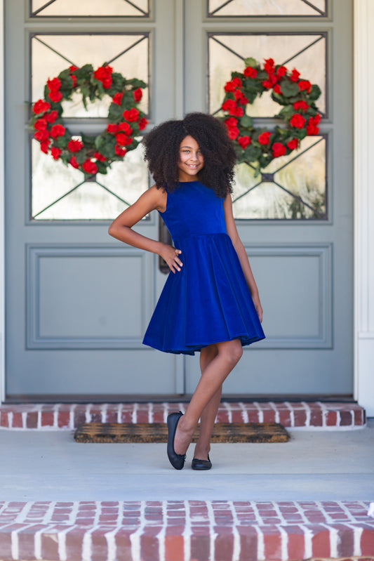 Special Occasion Dress in Royal Blue Velvet