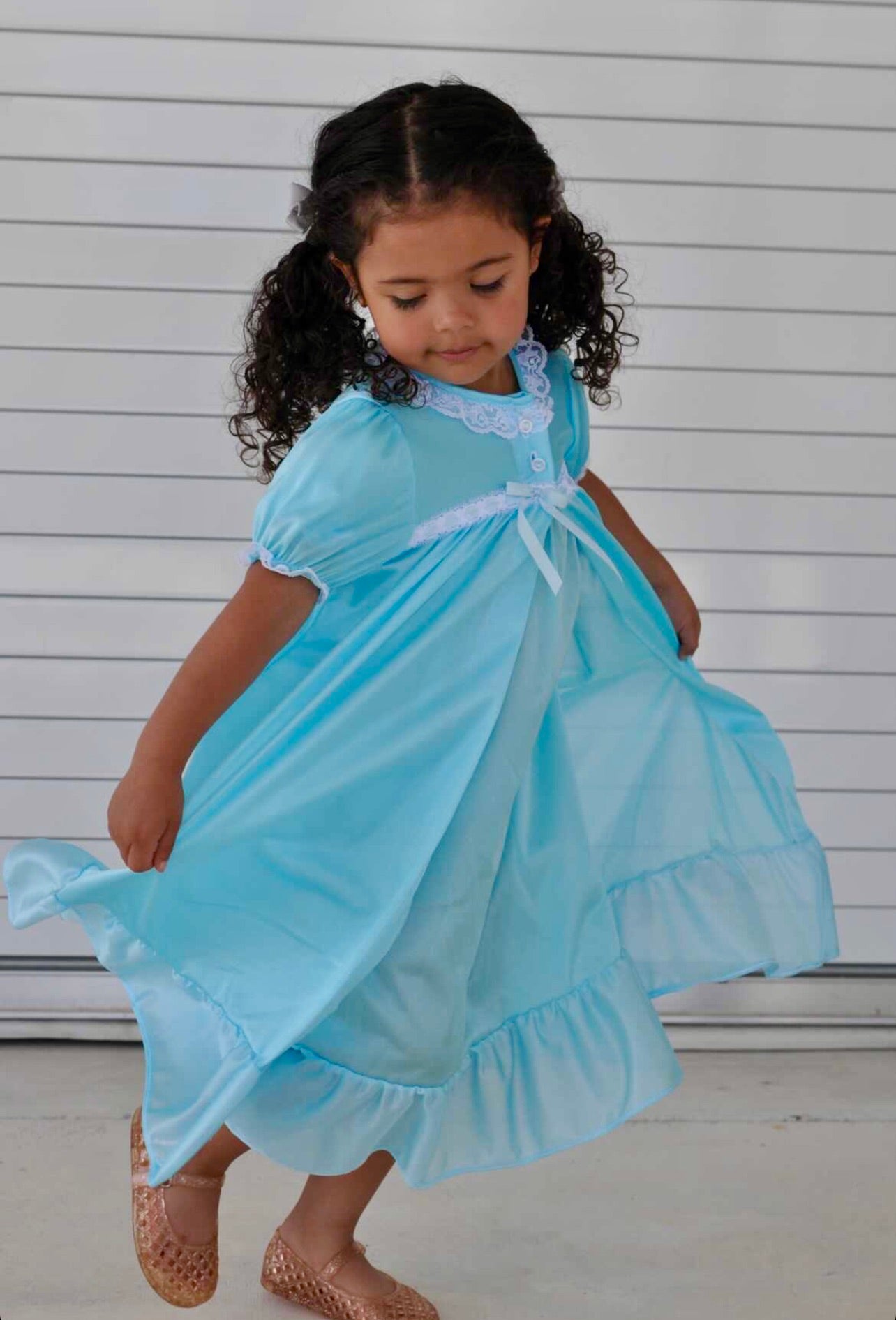 Little Girls Peignoir Set Blue Classic Girl - Main Image