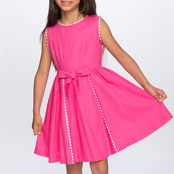 Pink linen dresses for little girls