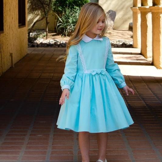 Classic Girl light blue soft long sleeve dress