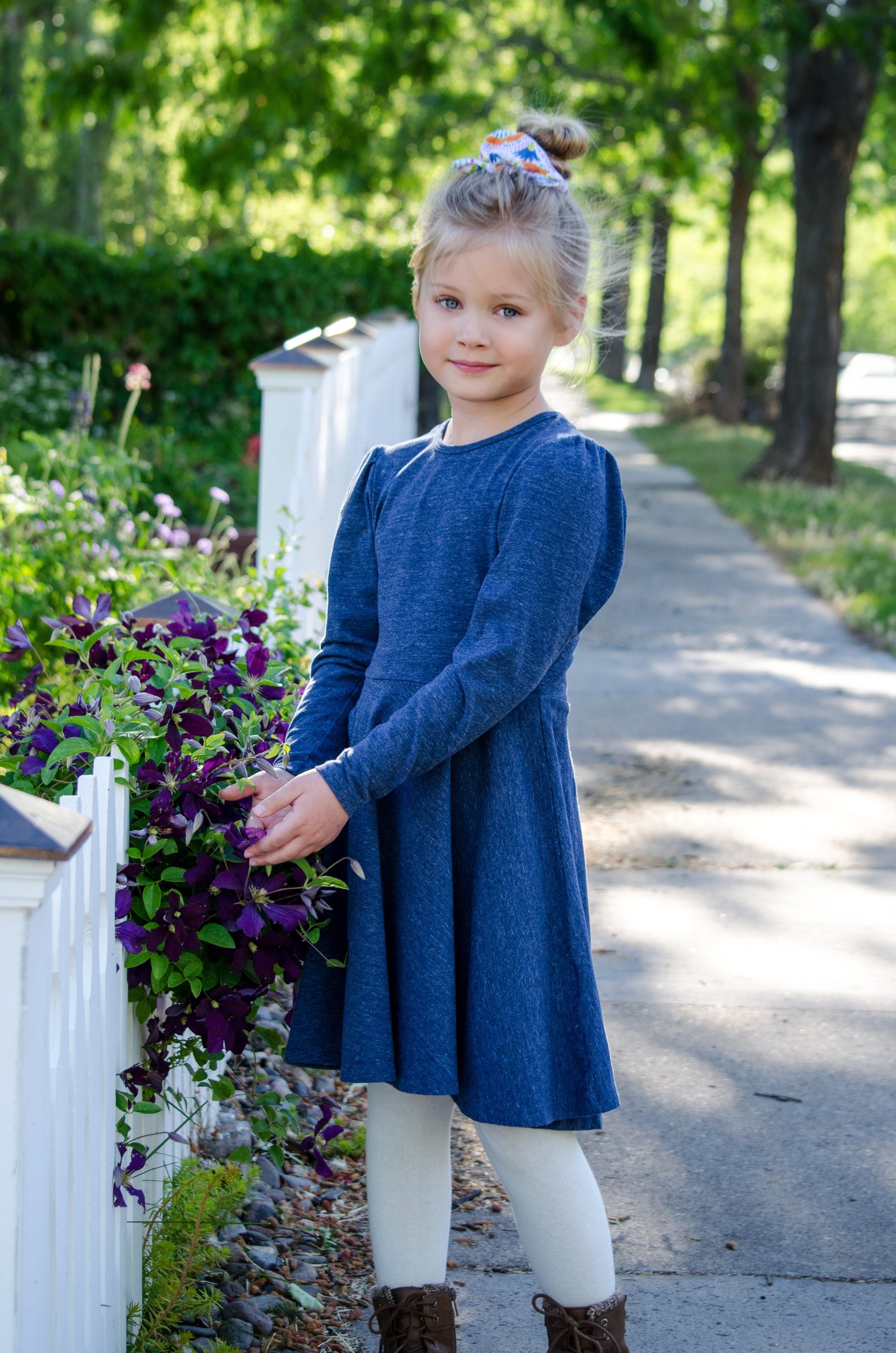 Long Sleeve T-Shirt Dress in Blue | Classic Girl Long Sleeve T-Shirt Dress in Blue | Classic Girl