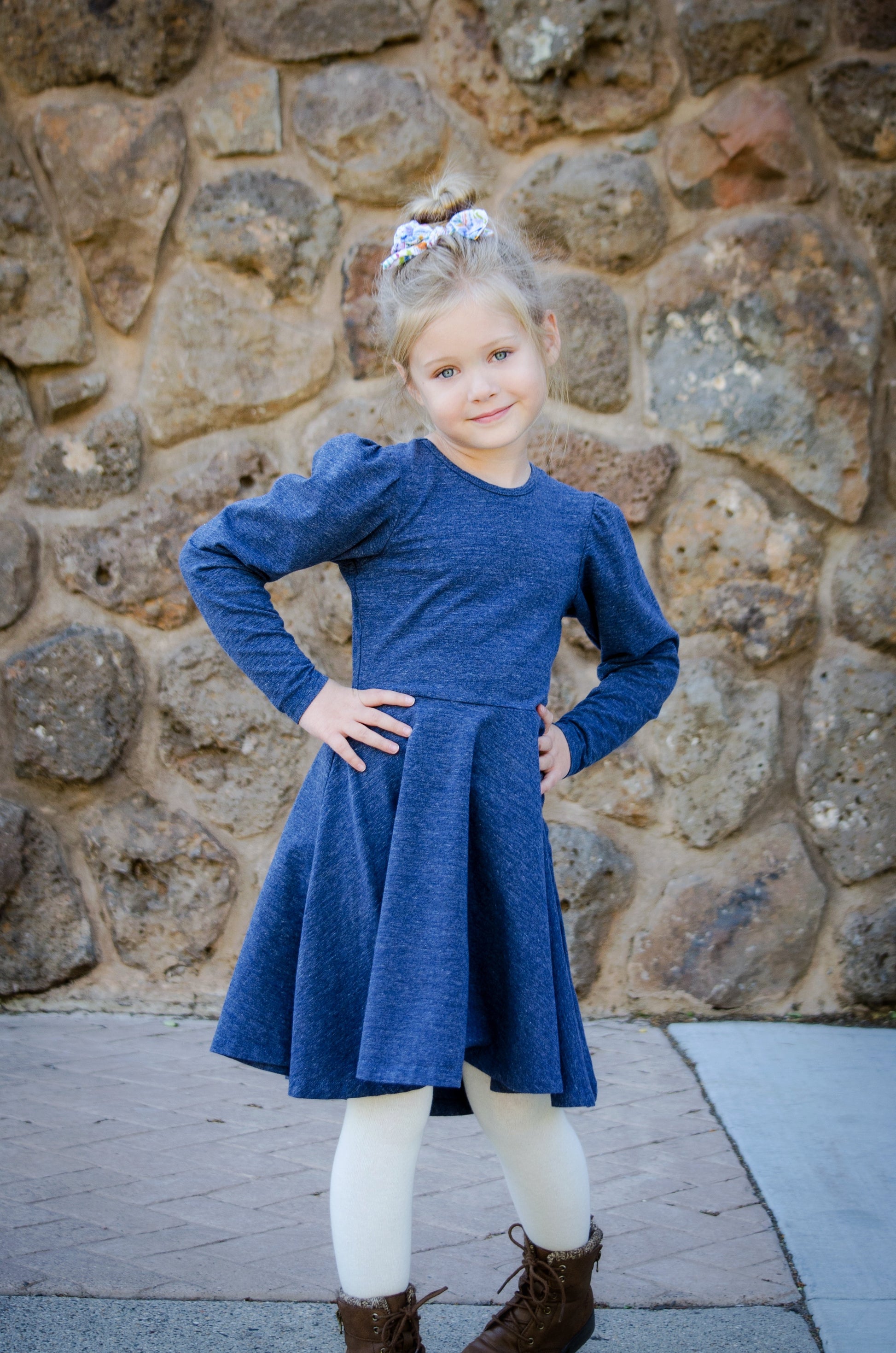 Long Sleeve T-Shirt Dress in Blue | Classic Girl Long Sleeve T-Shirt Dress in Blue | Classic Girl