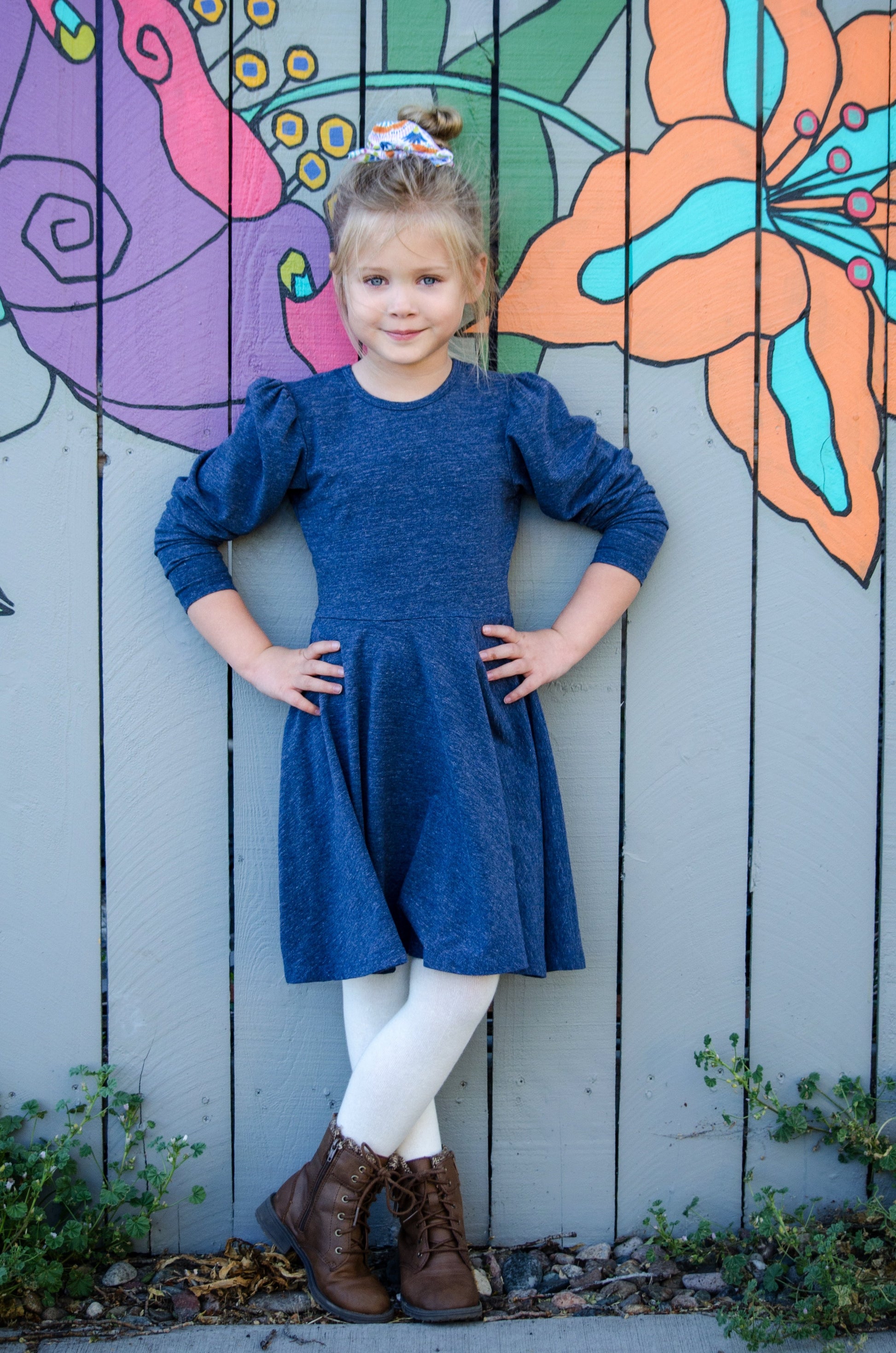 Long Sleeve T-Shirt Dress in Blue | Classic Girl Long Sleeve T-Shirt Dress in Blue | Classic Girl