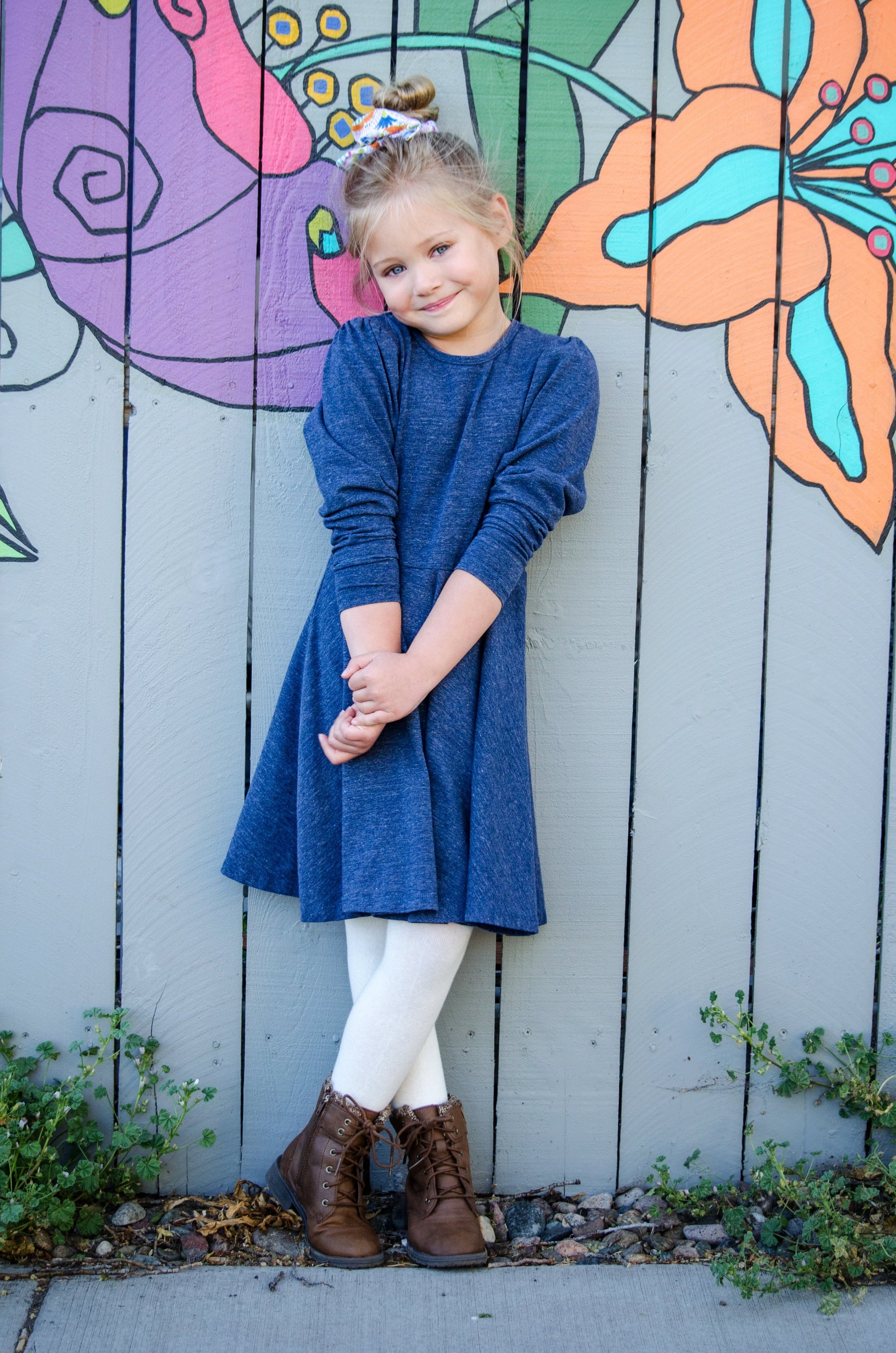 Long Sleeve T-Shirt Dress in Blue | Classic Girl Long Sleeve T-Shirt Dress in Blue | Classic Girl