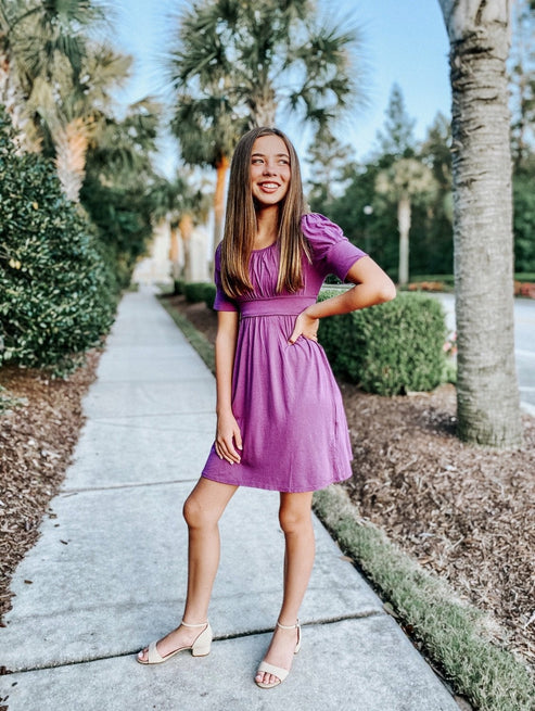 Gigi Midi Dress in Purple – Classic Girl