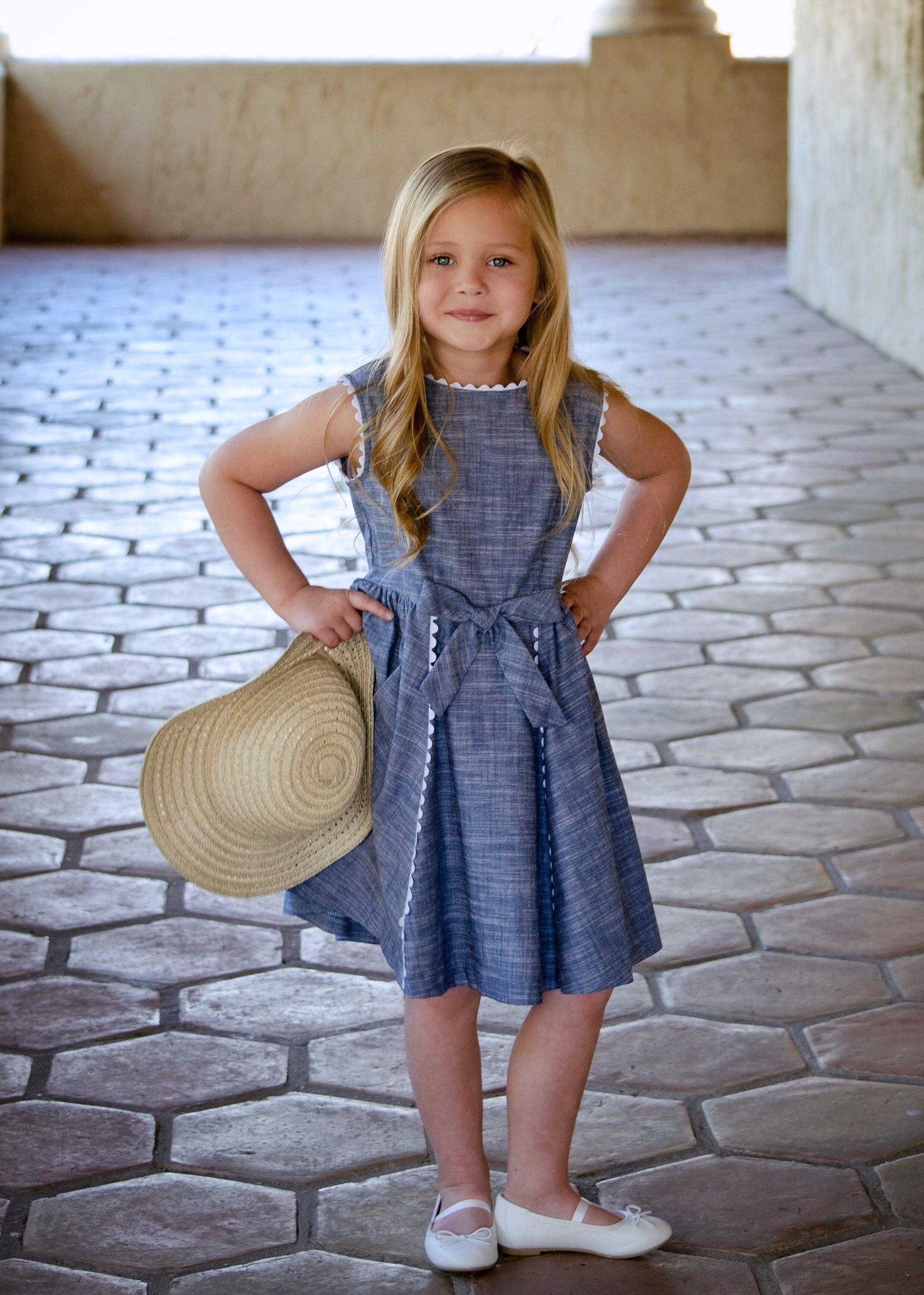 Chambray Dress, Walk on the Beach Dress Classic Girl Chambray Dress, Walk on the Beach Dress Classic Girl