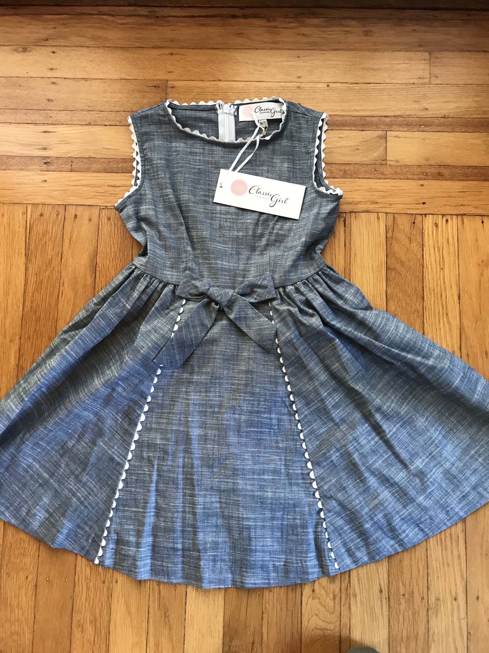 Chambray Dress, Walk on the Beach Dress Classic Girl Chambray Dress, Walk on the Beach Dress Classic Girl