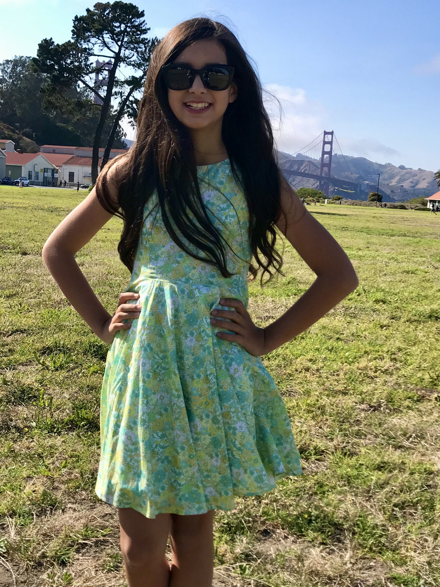 Jackie Dress in Green Flowers