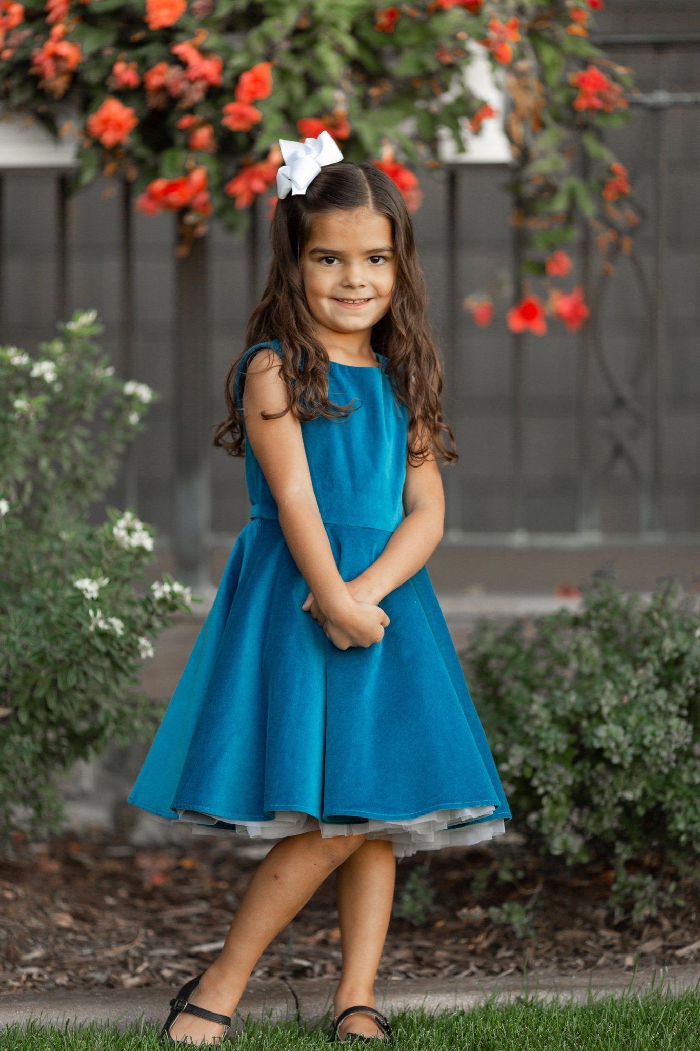 Girls blue clearance velvet dress