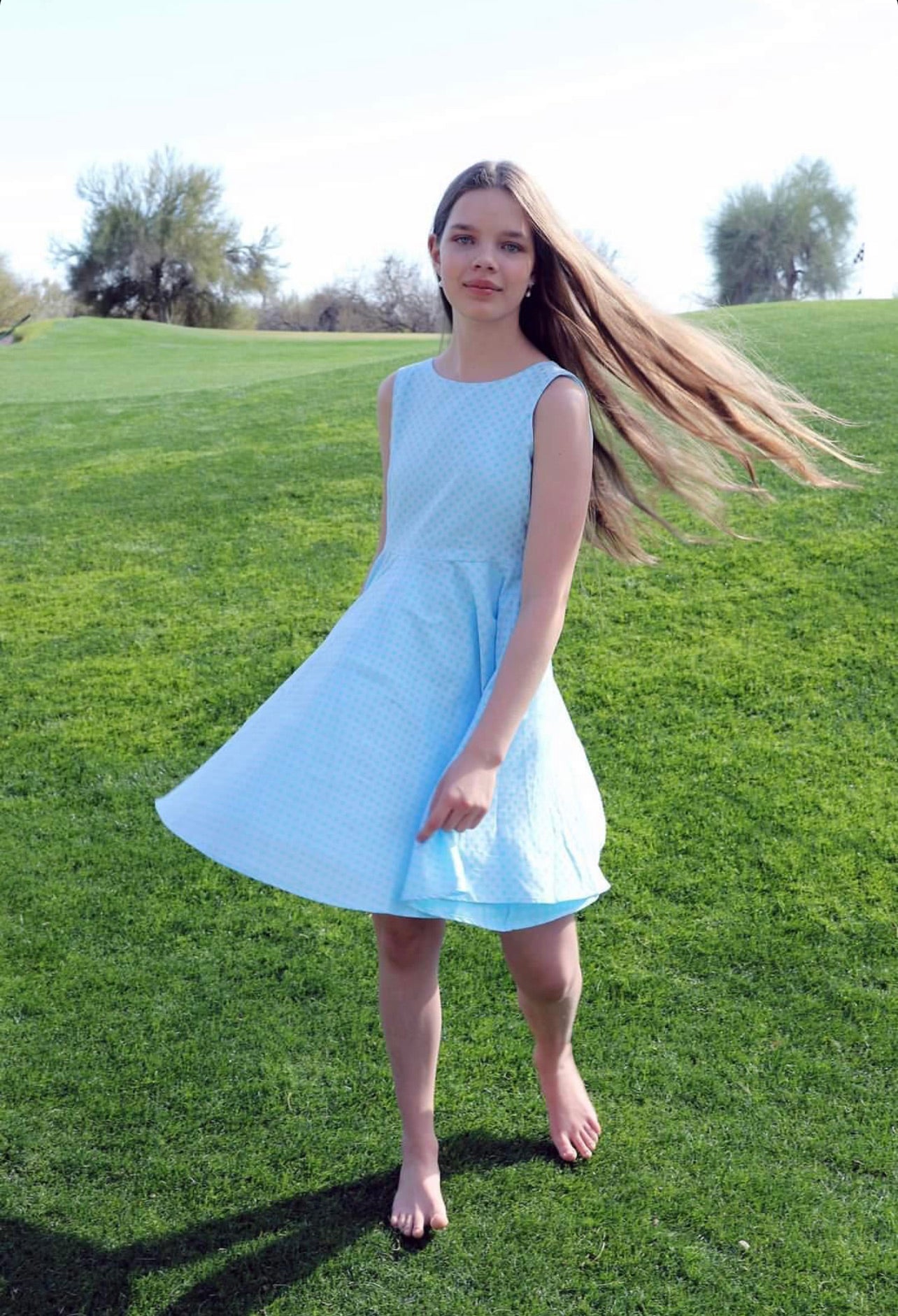 Emma Dress in Blue Dots