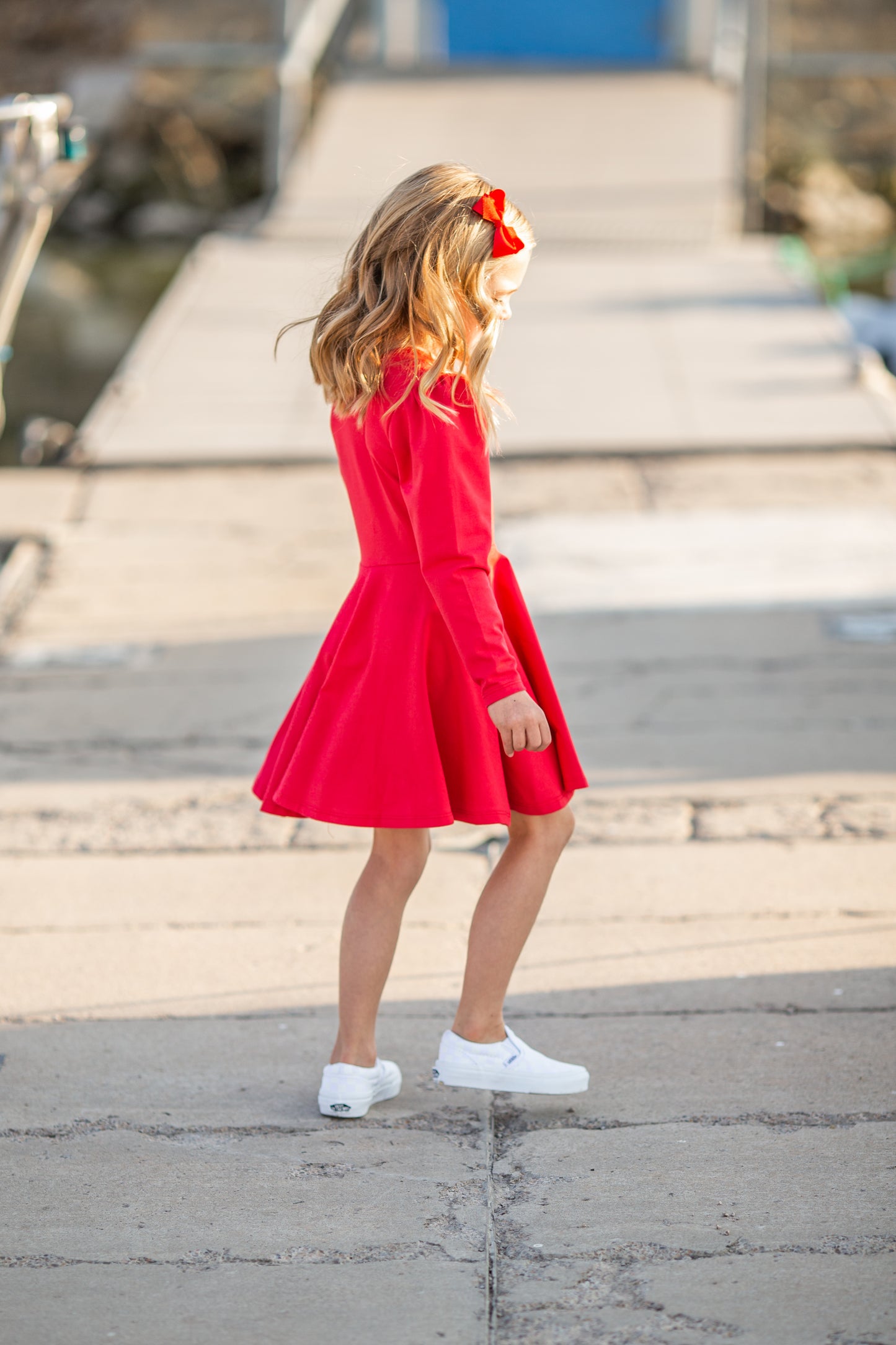 Alexis Long Sleeve T-Shirt Dress in Red