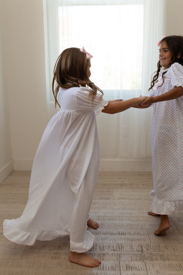 Girls Nightgown with Pink Rosebuds