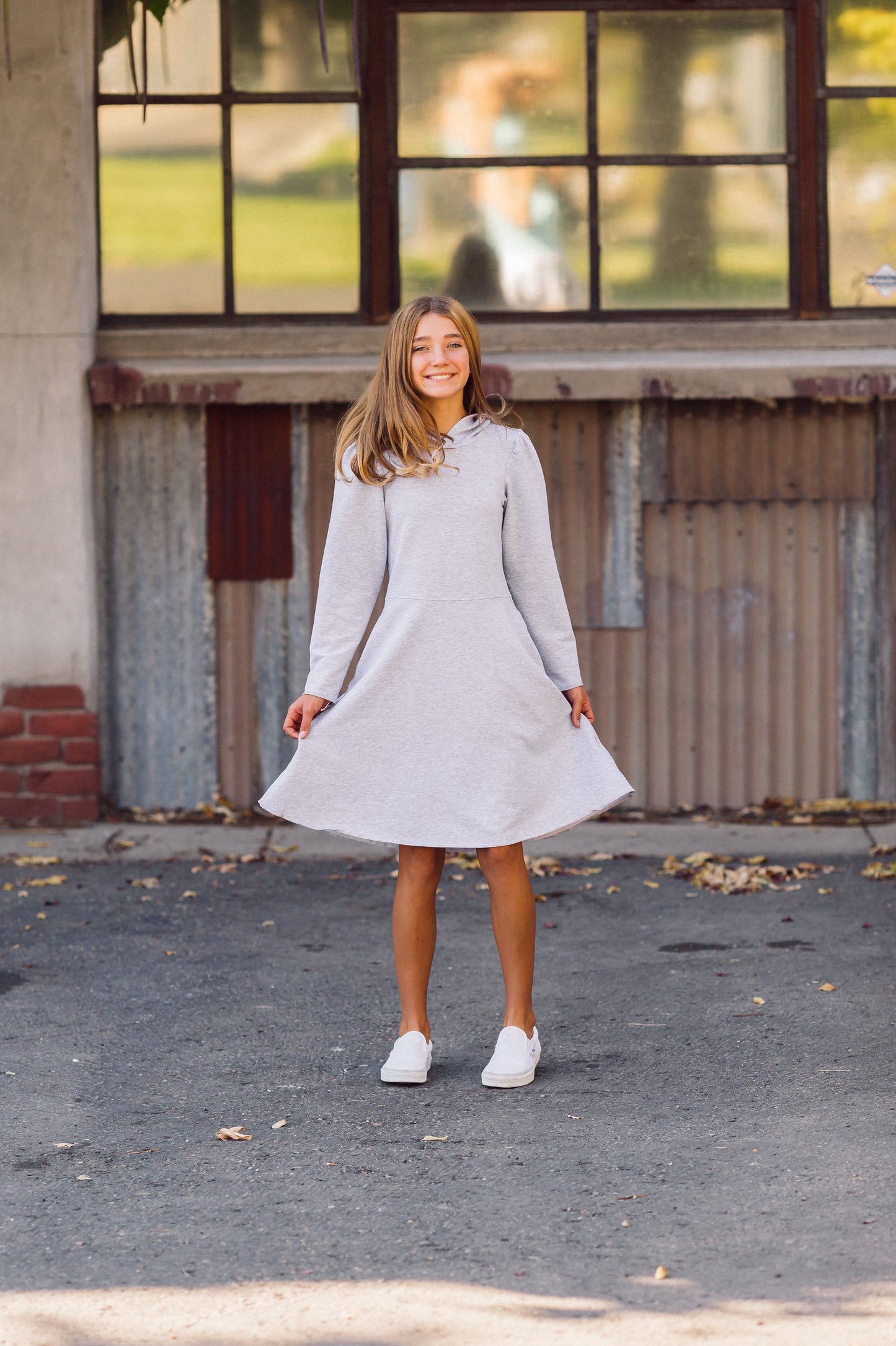 Piper Hoodie Dress in Grey